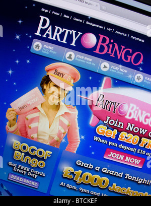 Detail der Screenshot von online-Bingo-Website PartyBingo Stockfoto