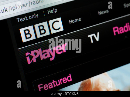 Detail der Screenshot von Webseite der BBC iPlayer Entertainment Media website Stockfoto