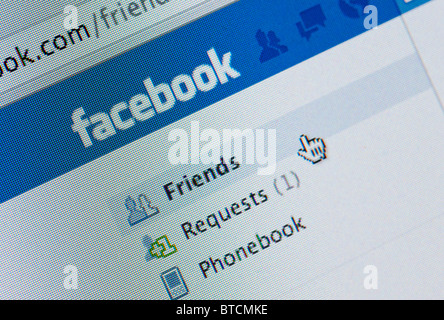 Detail der Screenshot von Webseite von Facebook social-networking-website Stockfoto