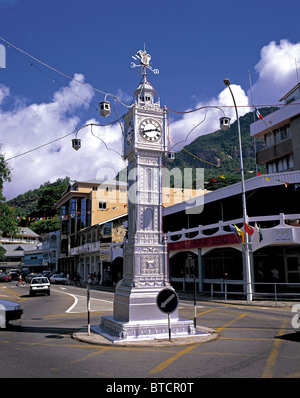 Big Ben Replik Uhrturm am Unabhängigkeit Avenue, Victoria, Mahé, Seychellen Stockfoto