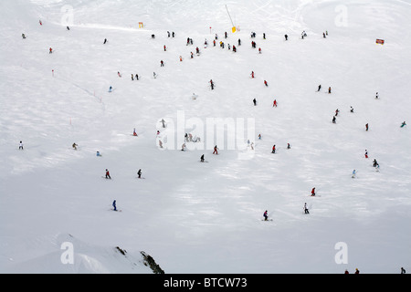 Ski-Piste von Porta Vescovo bis Passo Pordoi Pordoijoch in der Nähe von Arabba Dolomiten Italien Stockfoto