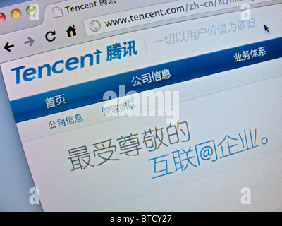 Detail der Screenshot von Tencent chinesischen Internet Internet-homepage Stockfoto