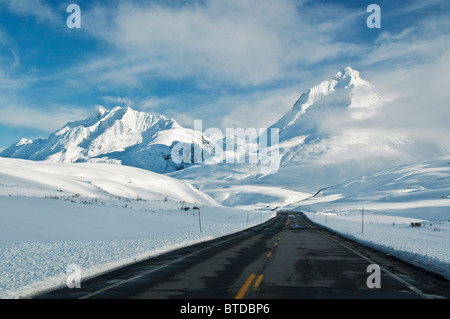 Haines Highway an der Basis des Bereichs Alsek in Tatshenshini-Alsek Wildnis Provincial Park, Britisch-Kolumbien, Kanada Stockfoto