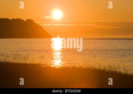 Panoramablick vom Punkt Woronzof der Küste und Cook Inlet bei Sonnenuntergang, Anchorage, Alaska Yunan Stockfoto