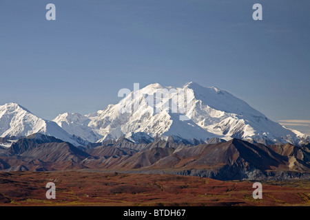 Blick auf Mt.McKinley an einem klaren Tag von Eielson Visitor Center, Denali National Park, Alaska, Herbst Stockfoto