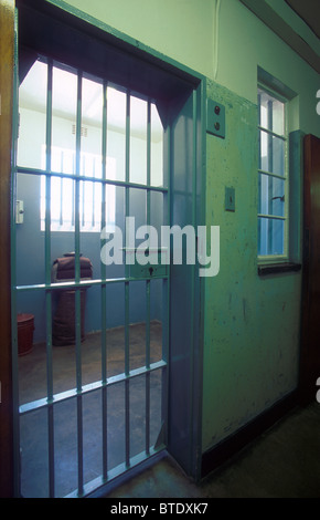 Nelson Mandelas Gefängniszelle auf Robben Island Stockfoto