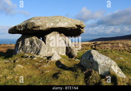 "Chun Quoit' einen alten Stein zu stapeln, in der Nähe von Morvah in West Penwith, Cornwall, Uk Stockfoto