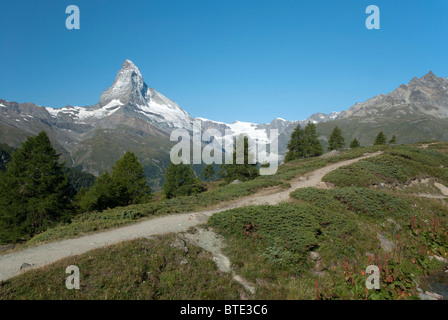 Matterhorn Cervin Berg mount Peak Zermatt-Sunnegga Paradise-Anzeige Europa Schweiz Suisse Schweiz Alpen Wallis Wallis Stockfoto