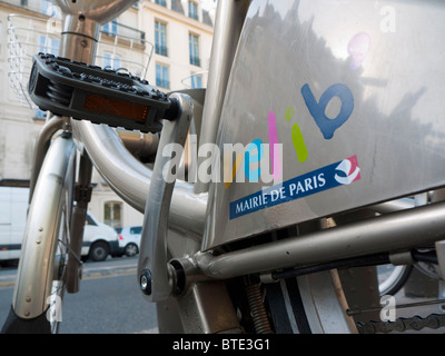 öffentliche Leihfahrräder genannt Straße Velibon Paris in Frankreich Stockfoto