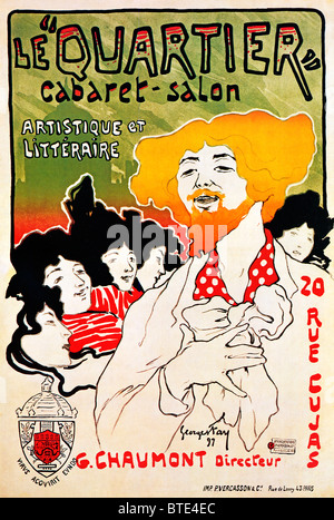 Le Quartier Kabarett, 1897-Jugendstil-Plakat von Georges Fay für Paris künstlerischen und literarischen Salon von Georges Chaumont Stockfoto