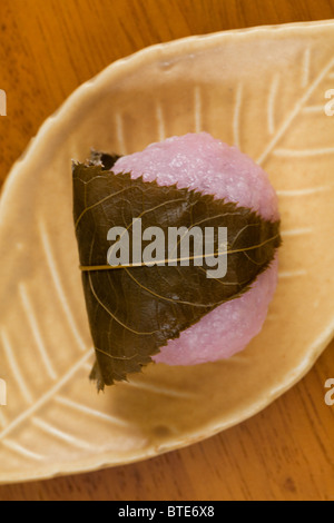 Mochi ist eine japanische Reiskuchen gemacht von Klebreis zu Paste mit zusätzlichen Geschmack wie Bohnenpaste zerstoßen. Stockfoto