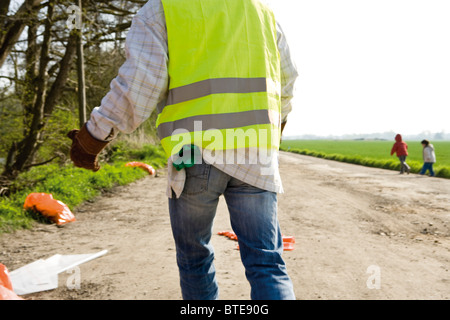 Abholung am Straßenrand Wurf Stockfoto