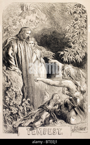 Illustration von Sir John Gilbert für The Tempest von William Shakespeare. Stockfoto