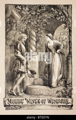 Illustration von Sir John Gilbert für die lustigen Weiber von Windsor von William Shakespeare. Stockfoto