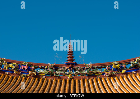 Das ornamentale Dach des Konfuzius-Tempel in Taipei, Taiwan Stockfoto