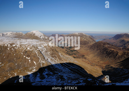 Blick vom großen Giebel in Richtung Kirk fiel, Säule und Ennerdale im englischen Lake District Stockfoto