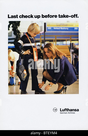 Farbe-Werbung für die Deutsche Lufthansa im amerikanischen Magazin vom November 1983 Stockfoto