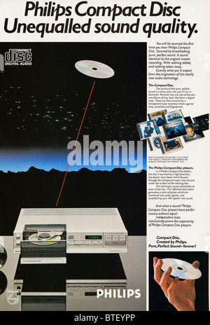 Farbe Anzeige für Philips CD-audio-Player im amerikanischen Magazin vom November 1983 Stockfoto