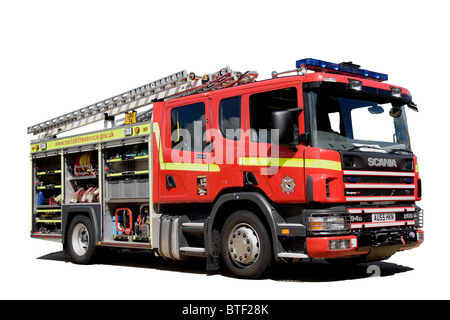 Ein Scania Rettung Pumpe von einem Notfall für Norfolk Feuer & Rettungsdienst gemacht. Dies ist eine hohe Auflösung ausgeschnitten. Stockfoto