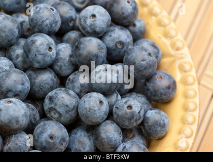 RAW frisch gepflückten Heidelbeeren in einer Schüssel Stockfoto