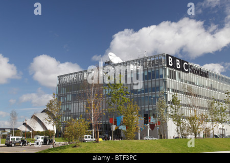 Das BBC Scotland Headquarters Gebäude am Pacific Quay in Glasgow, Schottland, Großbritannien Stockfoto