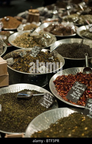 PARIS, FRANKREICH, Gourmet Food Trade Show, Detail Dry Goods, Tees on Display, Food Festival La Route des Indes frankreich, der Teehandel Stockfoto