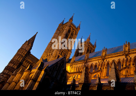 Kathedrale von Lincoln in der Nacht, Lincoln, U.K. Oktober 2010 Stockfoto