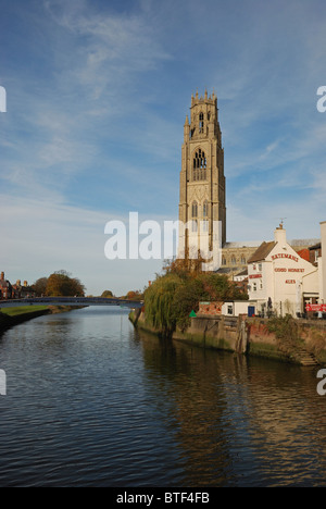 Kirche St. Botolph in Boston, Lincolnshire, England. Es ist berühmt für seine hohen Turm, bekannt als das "Boston Stump'. Stockfoto