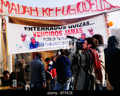 Reportage-33 Bergleute Chile gerettet auf Atacama-Wüste, San Jose Mine lebendig. Wir sind am Leben in der Zuflucht der 33.Celebration. Stockfoto