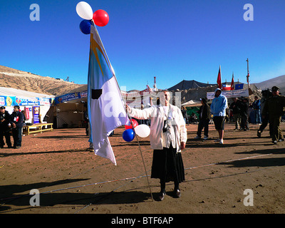 Reportage-33 Bergleute Chile gerettet auf Atacama-Wüste, San Jose Mine lebendig. Wir sind am Leben in der Zuflucht der 33.Celebration. Stockfoto