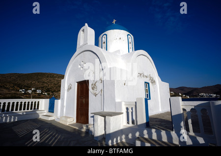Kleinen orthodoxen Kirche des Agios Panteleimon in der Nähe von Katapola, Haupthafen der griechischen Kykladen-Insel Amorgos. Stockfoto