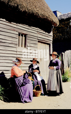 Plimouth Plantage. Rekonstruktion der Pilgerväter frühe englische Besiedlung. Plymouth, Massachusetts, Neuengland, USA Stockfoto