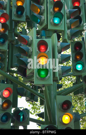 Traffic Light Sculpture, Canary wharf Stockfoto