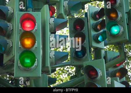 Traffic Light Sculpture, Canary wharf Stockfoto