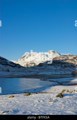 Blea Tarn in kleinen Langdale, gesichert durch die Langdale Pikes, Nationalpark Lake District, Cumbria, England UK Stockfoto