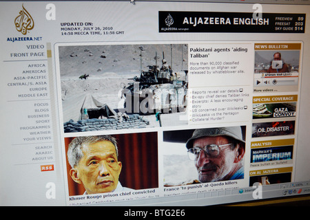 Screenshot der Website der Al Jezeera Nachrichtenorganisation, aljazeera.net, englische Ausgabe. Juli 2010 Stockfoto