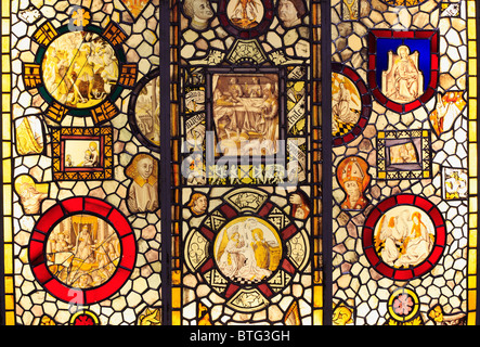 Glas-Malerei, Museum der Hospices de Beaune (Hôtel-Dieu de Beaune), Beaune, Cote d ' or Abteilung, Burgund, Frankreich Stockfoto