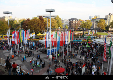 Luftbild von der Startbox beim Frankfurt-Marathon 2010. Foto aufgenommen am 31. Oktober 2010 Stockfoto
