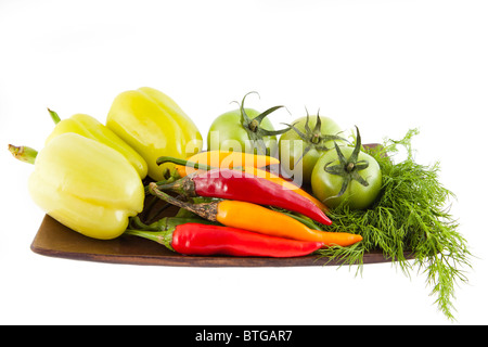 Sortiment an Gemüse isoliert auf weißem Hintergrund. Stockfoto