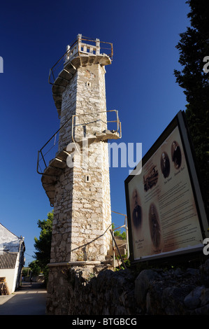 Toreta Turm, Symbol der Insel Silba, Kroatien Stockfoto