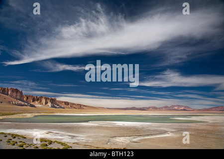 Salt Lake Salar de Tara, Wüste Atacama, nahe der Grenze zwischen Bolivien, Chile und Argentinien Stockfoto