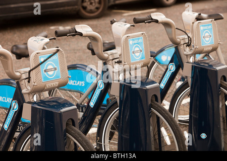 Barclays Cycle Hire Schema oder Borris Bikes, Teil einer grünen Initiative von Transport for London. Stockfoto