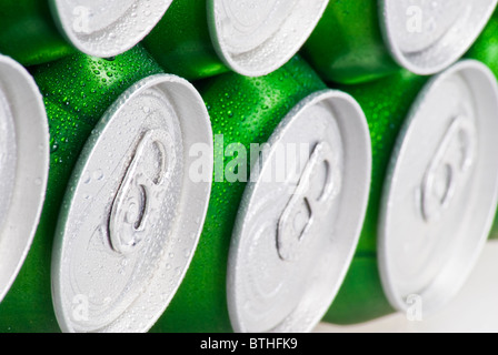 Closeup Hintergrund Dosen gestapelt Stockfoto