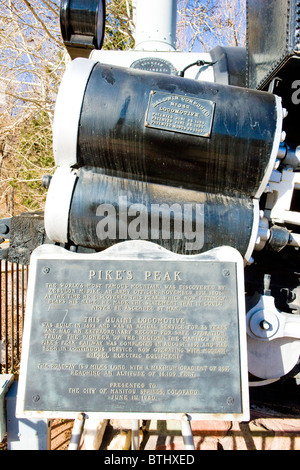 Detail der Stamm Lokomotive, Manitou und Pike'' s Peak Railway, Colorado, USA Stockfoto