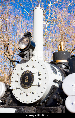 Detail der Stamm Lokomotive, Manitou und Pike'' s Peak Railway, Colorado, USA Stockfoto