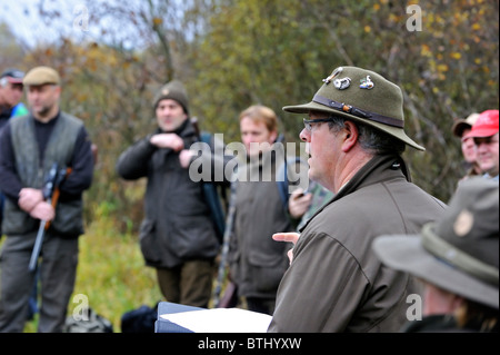 Treffen der Jäger und Wildhüter in den Ardennen, Belgien Stockfoto