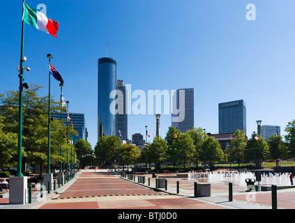 Die Skyline der Stadt von Centennial Olympic Park, Atlanta, Georgia, USA Stockfoto