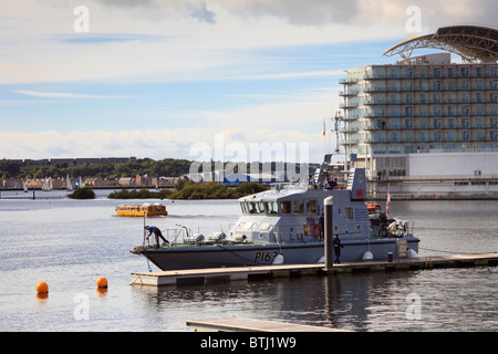 Cardiff Bay, Glamorgan, Süd-Wales, UK. HMS Express P163 Archer Klasse Typ P2000 Patrouille der Royal Navy und Schulschiff Stockfoto
