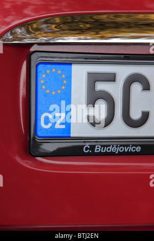 Auto Nummernschild Böhmen, Tschechische Republik, Europa. Foto: Willy Matheisl Stockfoto