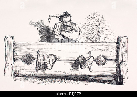 Ein Mann in der Bestände. Stockfoto